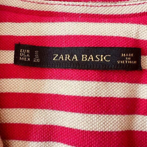 Zara Basic Single Button Striped Blazer Pink & Tan Size: Small - Picture 4 of 6